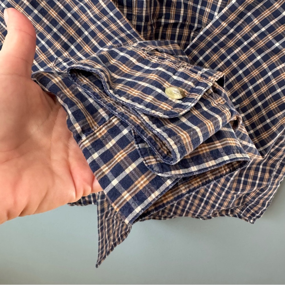 Columbia 100% Cotton Long Sleeve Button Up Shirt. Blue and Tan. Men’s  Large - Picture 5 of 10